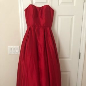 Betsy & Adam Strapless Asymmetrical Formal Dress